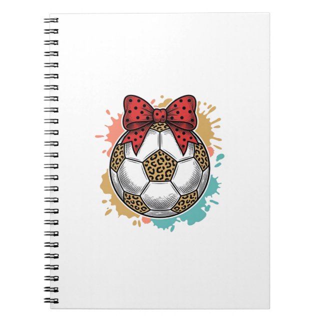 Leopard Soccer Bow Vintage Engraving Shirt Design_ Notebook (Front)