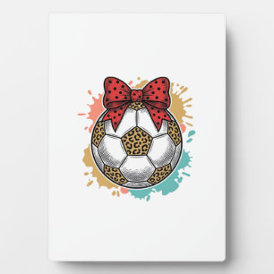 Leopard Soccer Bow Vintage Engraving Shirt Design_ Plaque