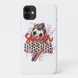 Leopard Soccer Mama Lightning Bolt Sport Mom Mothe iPhone 11 Case