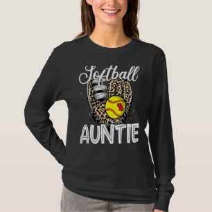 Leopard Softball Glove Softball Auntie Happy Mothe T-Shirt