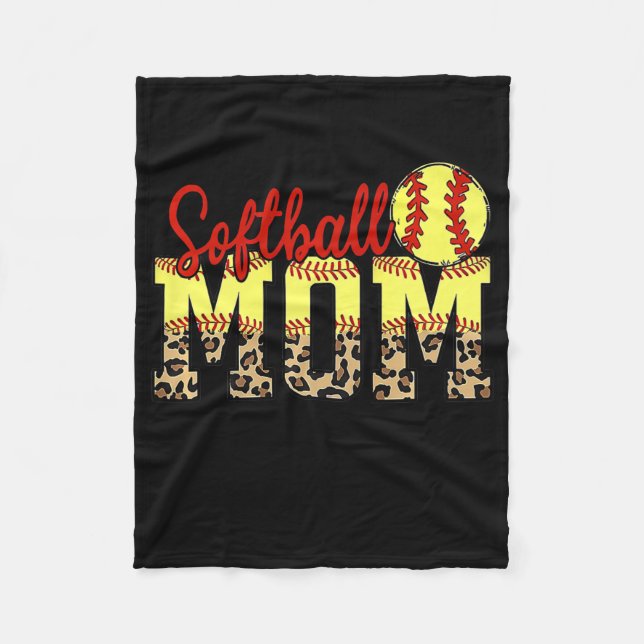 Leopard Softball Mom Game Day Mother's Day 2022 Fleece Blanket (Front)