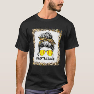 Leopard Softball Mom Softball Game Day Vibes Mothe T-Shirt