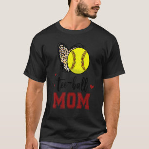 Leopard Softball Mum Ball Mum Heart Mother's Day M T-Shirt