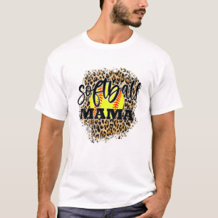 Leopard Softball Mum Funny Softball Mama Mother's T-Shirt