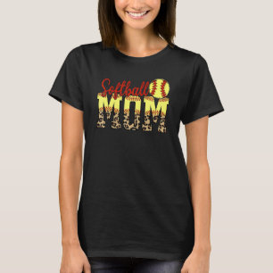 Leopard Softball Mum Game Day Mother''s Day 2022 T-Shirt