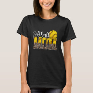Leopard Softball Mum Life Game Day Cheer Mum Mothe T-Shirt