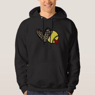 Leopard Softball Mum Softball Game Day Vibes Mothe Hoodie