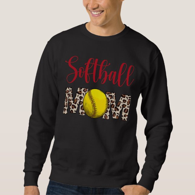 Leopard Softball Mum Softball Game Day Vibes Mothe Sweatshirt (Front)