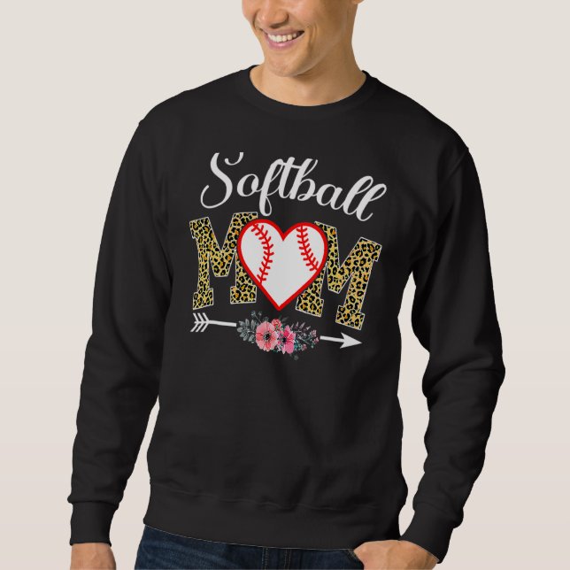 Leopard Softball Mum Softball Game Day Vibes Mothe Sweatshirt (Front)