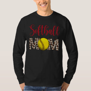 Leopard Softball Mum Softball Game Day Vibes Mothe T-Shirt