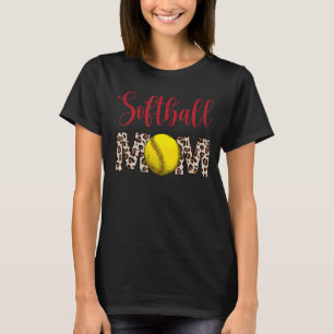Leopard Softball Mum Softball Game Day Vibes Mothe T-Shirt