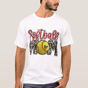 Leopard Softball Mum Softball Game Day Vibes Mothe T-Shirt