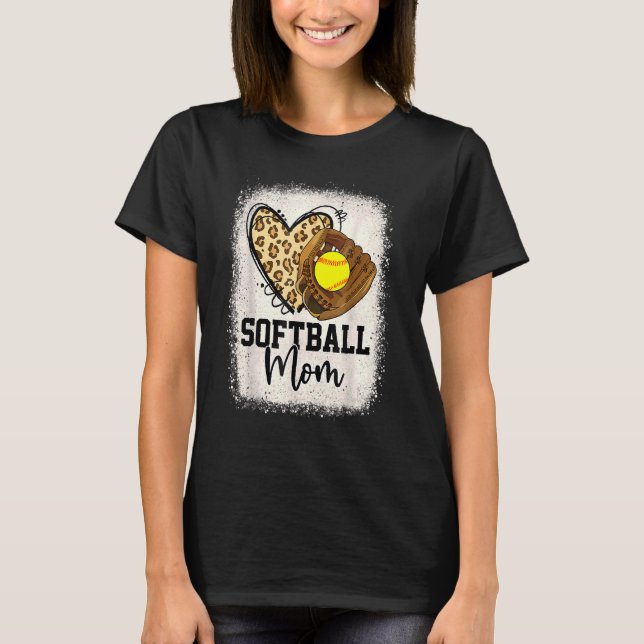 Leopard Softball Mum Softball Game Day Vibes Mothe T-Shirt (Front)