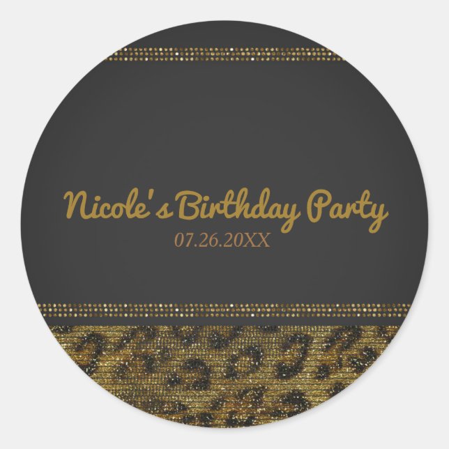 Leopard Sparkle Sequins Glam Chic Modern Party Classic Round Sticker (Front)
