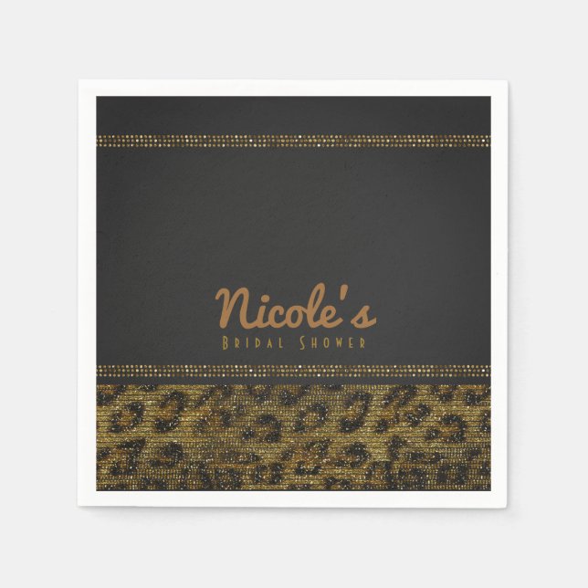 Leopard Sparkle Sequins Glam Chic Modern Party Napkin (Front)