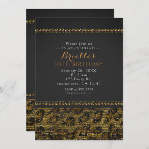 Leopard Sparkle Sequins Glam Chic Party Invitation