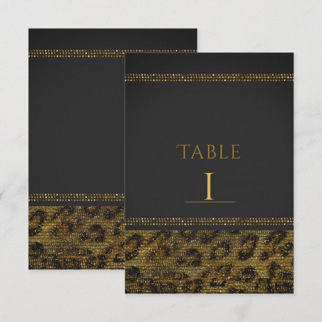 Leopard Sparkle Sequins Glam Chic Table Numbers (Front/Back)