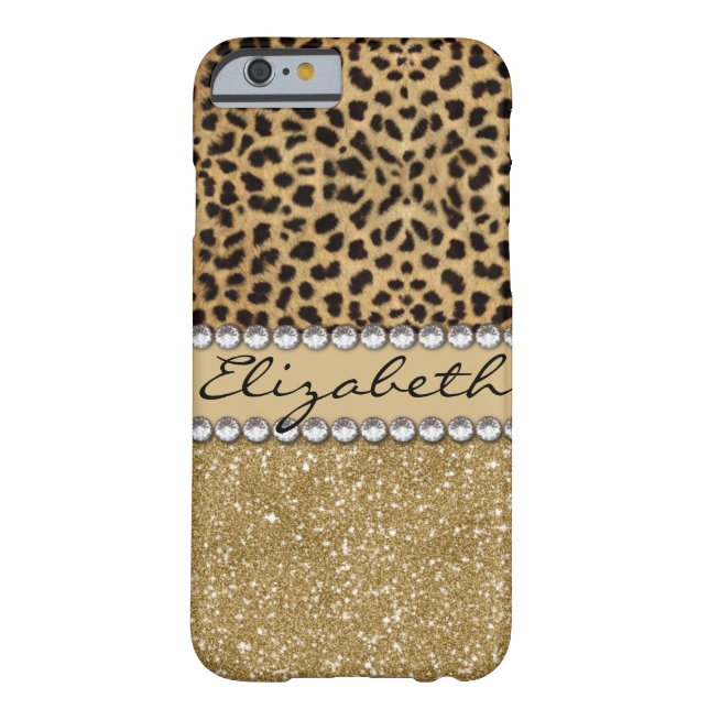 Leopard Spot Gold Glitter Rhinestone PHOTO PRINT Case-Mate iPhone Case (Back)