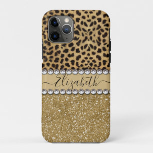 Leopard Spot Gold Glitter Rhinestone PHOTO PRINT Case-Mate iPhone Case