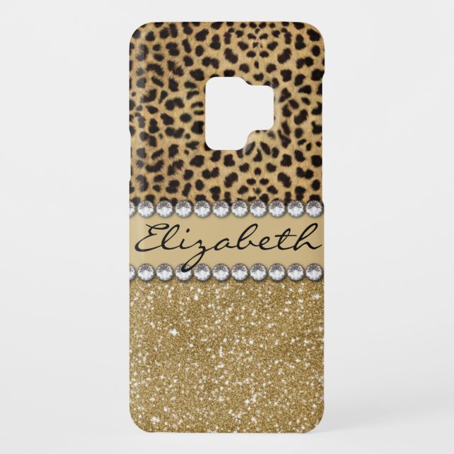 Leopard Spot Gold Glitter Rhinestone PHOTO PRINT Case-Mate Samsung Galaxy Case (Back)
