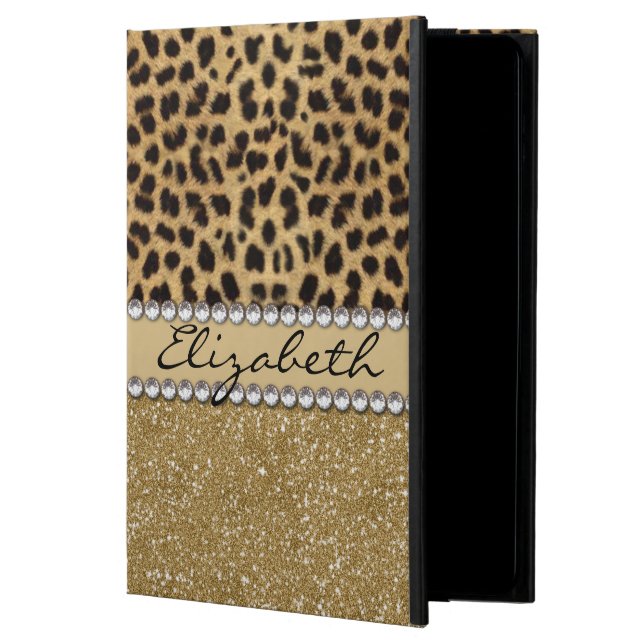 Leopard Spot Gold Glitter Rhinestone PHOTO PRINT Powis iPad Air 2 Case (Front)