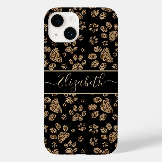 Leopard Spot Paw Prints Personalised Case-Mate iPhone Case (Back)