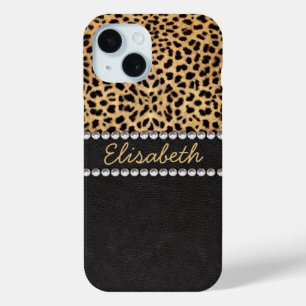 Leopard Spot Rhinestone Diamonds Personalise iPhone 15 Case