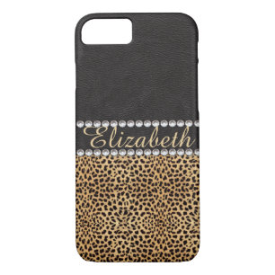 Leopard Spot Rhinestone Diamonds Personalise iPhone 8/7 Case