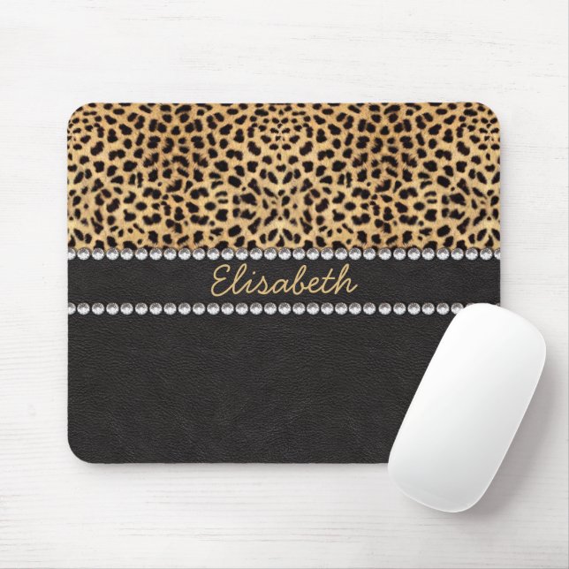 Leopard Spot Rhinestone Diamonds Personalise Mouse Pad (With Mouse)