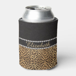Leopard Spot Rhinestone Diamonds Personalised Can Cooler