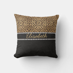 Leopard Spot Rhinestone Diamonds Personalised Cushion