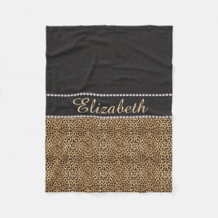 Leopard Spot Rhinestone Diamonds Personalised Fleece Blanket
