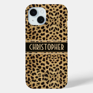Leopard Spot Skin Print Personalised iPhone 15 Case