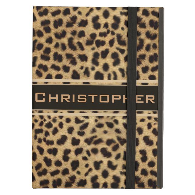 Leopard Spot Skin Print Personalised iPad Air Cover (Front Closed)