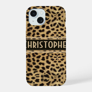 Leopard Spot Skin Print Personalised iPhone 15 Case