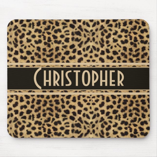 Leopard Spot Skin Print Personalised Mouse Pad (Front)