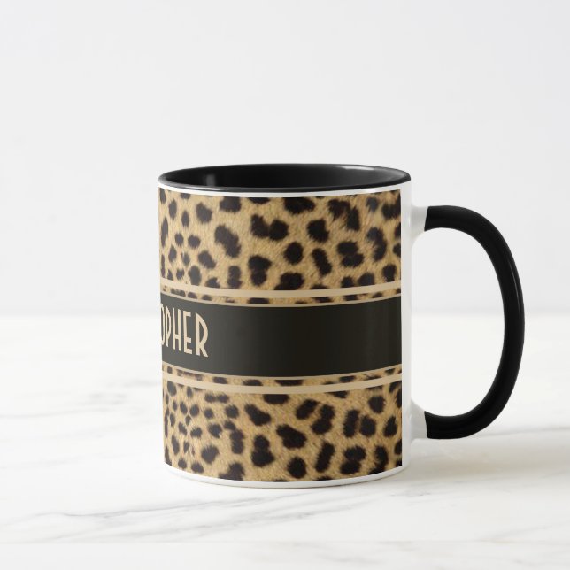 Leopard Spot Skin Print Personalised Mug (Right)