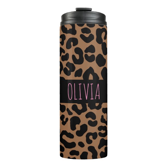 Leopard Spot Skin Print Personalised Thermal Tumbler (Front)
