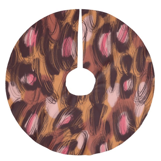 Leopard Spots African Animal Pattern Brushed Polyester Tree Skirt (Front)