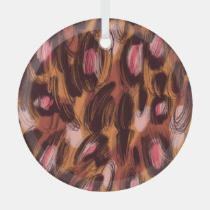 Leopard Spots African Animal Pattern Glass Tree Decoration