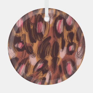 Leopard Spots African Animal Pattern Glass Tree Decoration