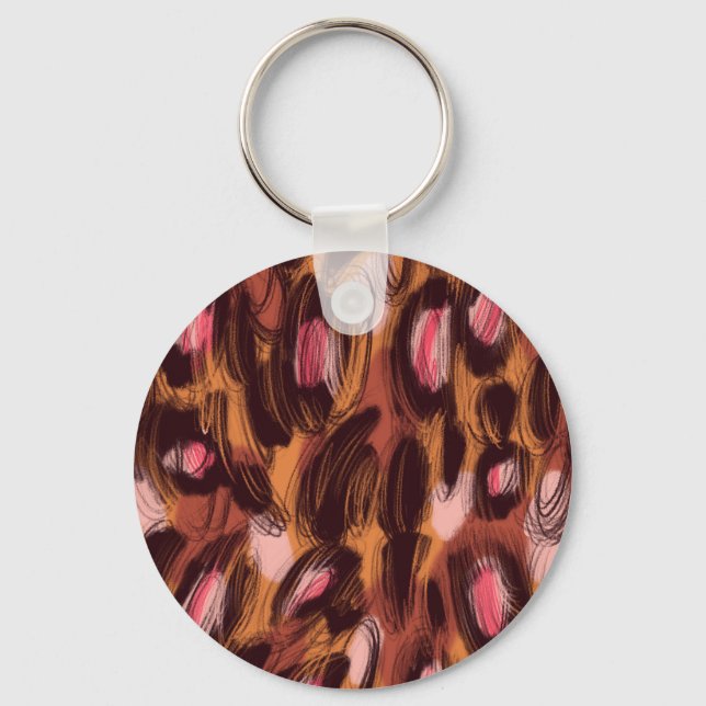 Leopard Spots African Animal Pattern Key Ring (Front)