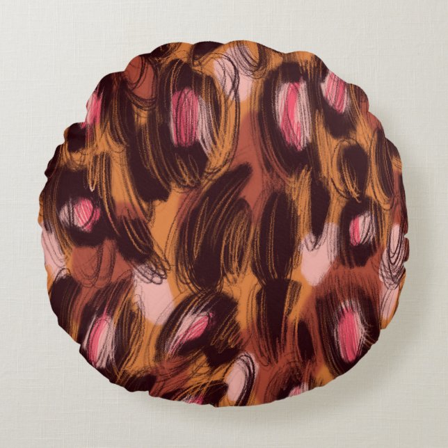 Leopard Spots African Animal Pattern Round Cushion (Front)
