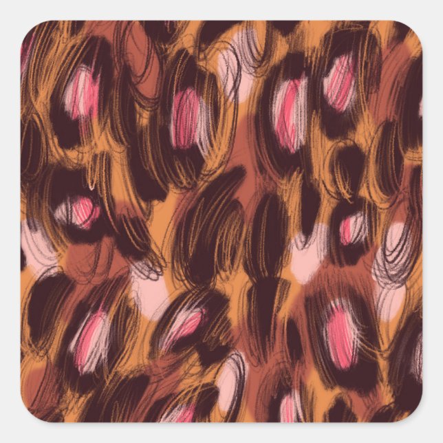 Leopard Spots African Animal Pattern Square Sticker (Front)