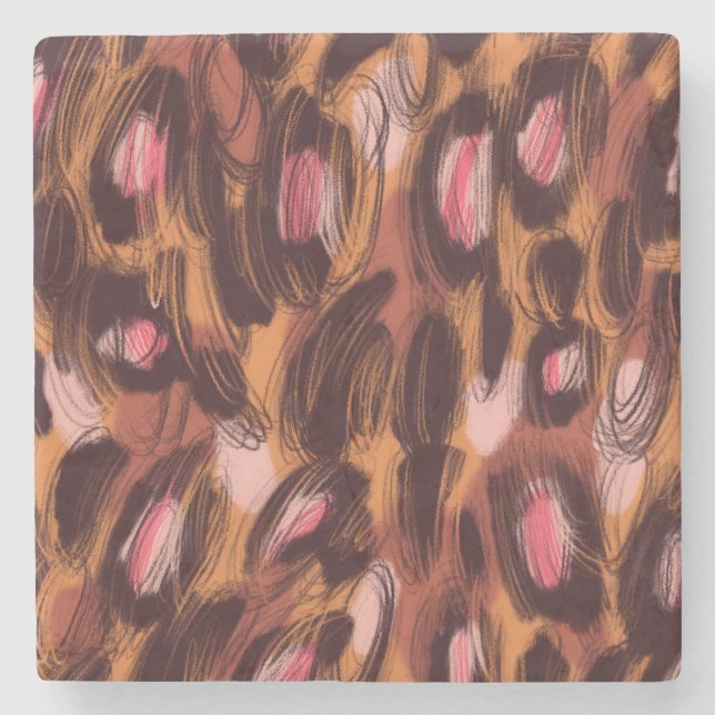 Leopard Spots African Animal Pattern Stone Coaster (Front)