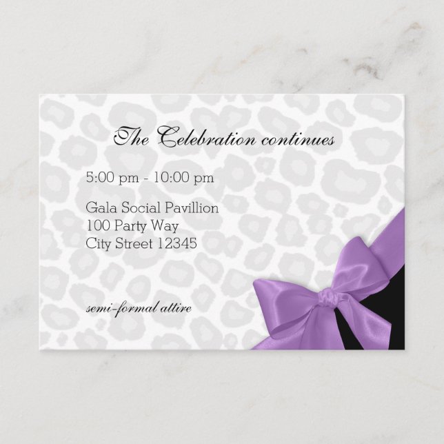 Leopard Spots and Purple Ribbon Information Card (Front)
