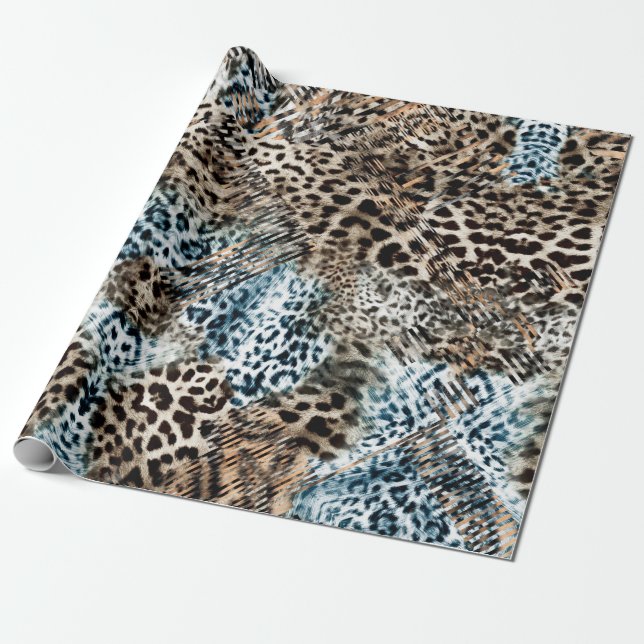 Leopard Spots Animal Print Pattern Wrapping Paper (Unrolled)