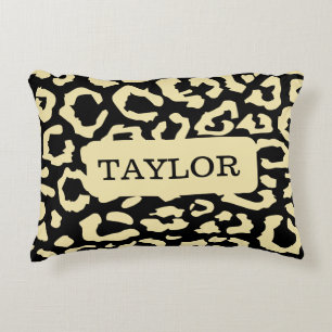 Leopard Spots Black And Gold Animal Print Pattern Decorative Cushion