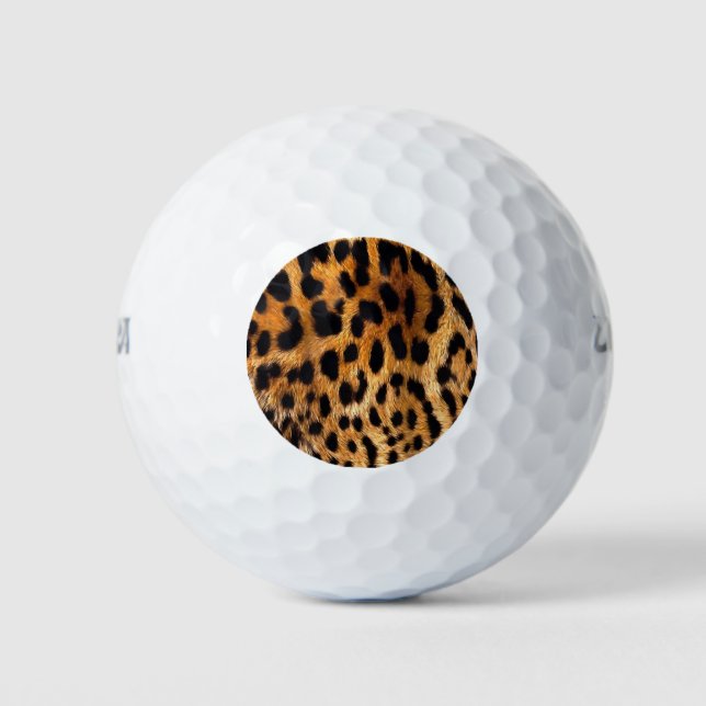 Leopard Spots Black Brown Wild Animal Fine Art Golf Balls (Front)
