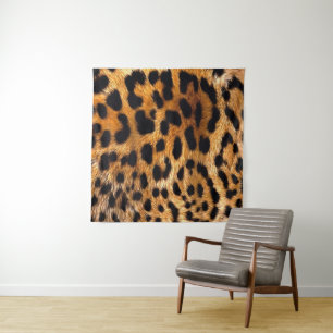 Leopard Spots Black Brown Wild Animal Fine Art Tapestry